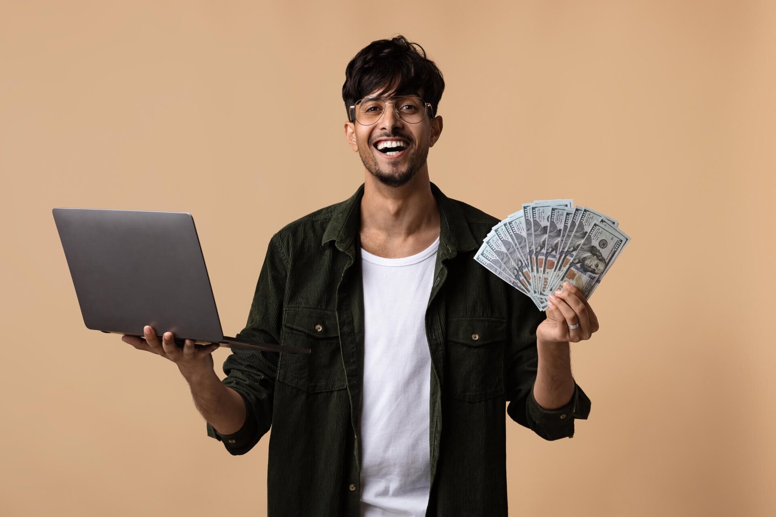 Home 58- Character Ai Emotional middle eastern guy holding laptop and ca ra2jzfy - character ai